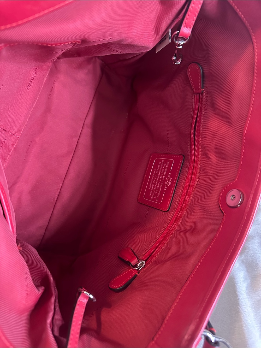 Coach Brown Signature Canvas Tote with Red Leather Trim - Picture 3 of 5